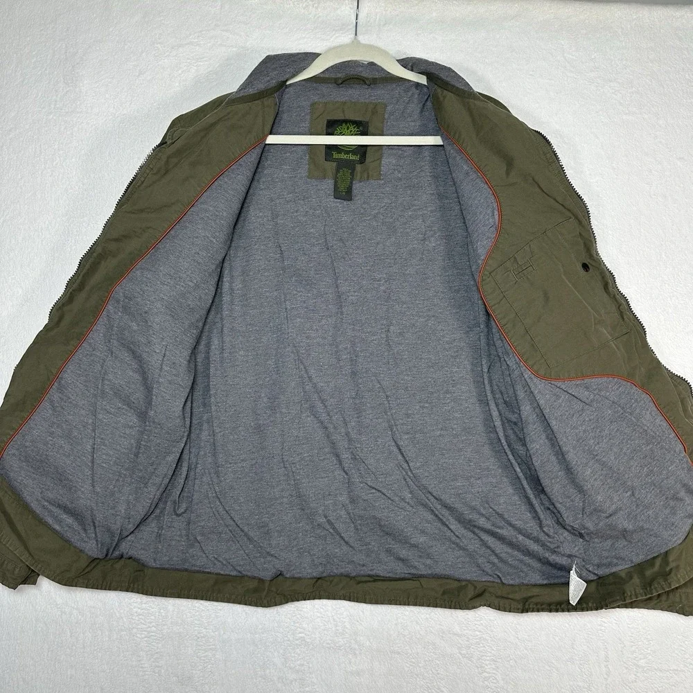 VTG Timberland Full Zip Windbreaker Jacket L Olive‎ Green Gorpcore Cabincore